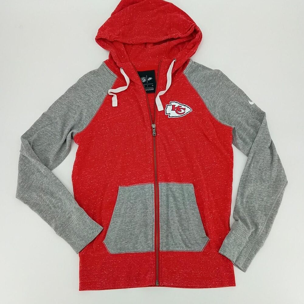 Retro Nike Kansas City Chiefs Zip Up Hoodie - grey red Colorblock Small